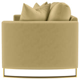 Corliss Curved Track Arm Velvet Sofa, Loveseat & Chair - Camel with Gold Legs, Living Room Sets – view 9