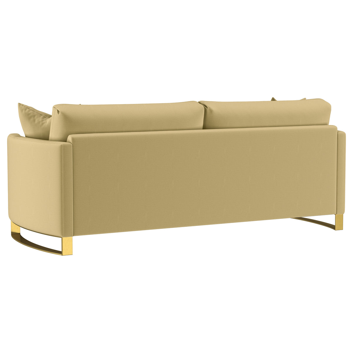 Corliss Curved Track Arm Velvet Sofa, Loveseat & Chair - Camel with Gold Legs, Living Room Sets – view 10