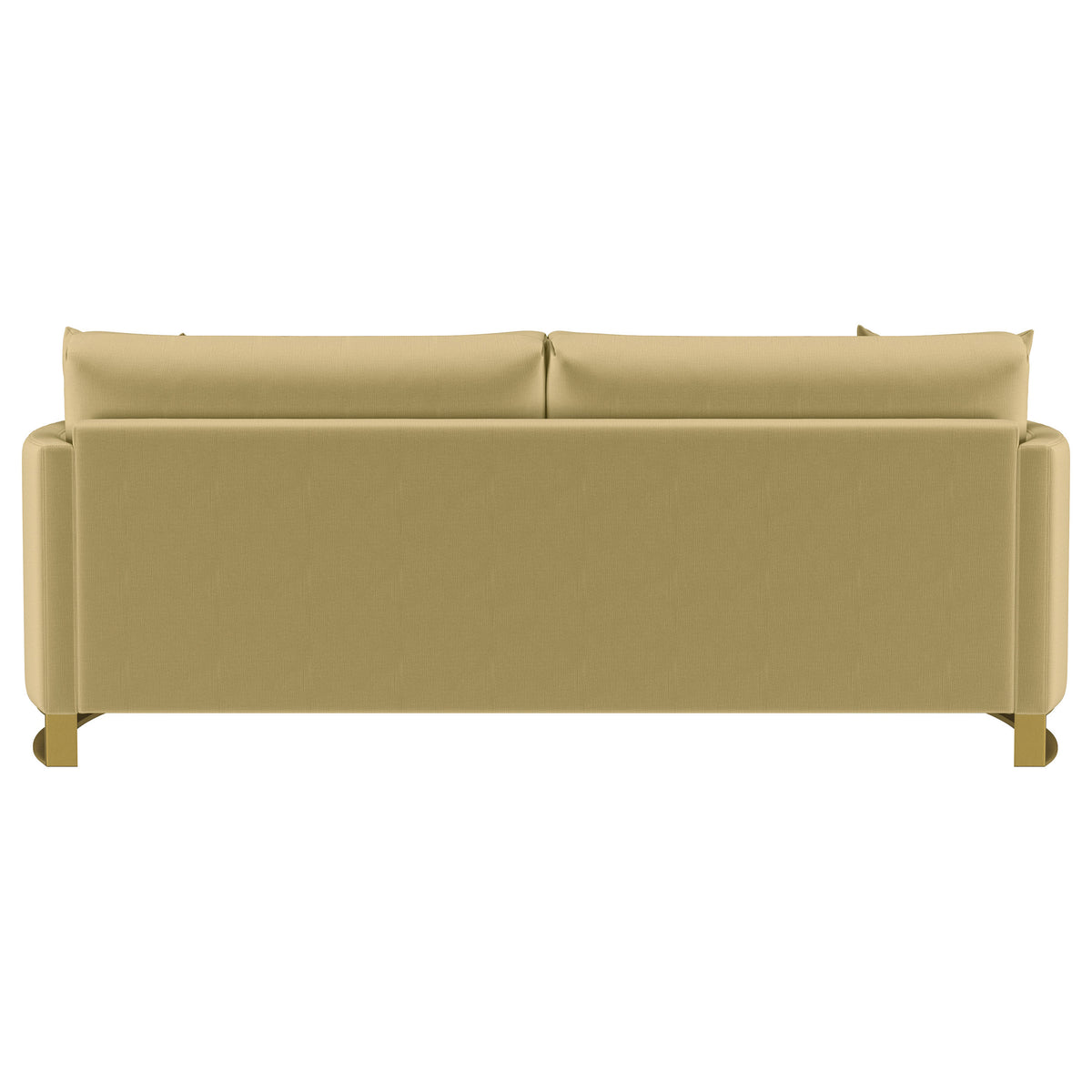 Corliss Curved Track Arm Velvet Sofa, Loveseat & Chair - Camel with Gold Legs, Living Room Sets – view 11