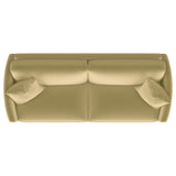 Corliss Curved Track Arm Velvet Sofa, Loveseat & Chair - Camel with Gold Legs, Living Room Sets – view 14