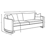 Corliss Curved Track Arm Velvet Sofa, Loveseat & Chair - Camel with Gold Legs, Living Room Sets – view 16