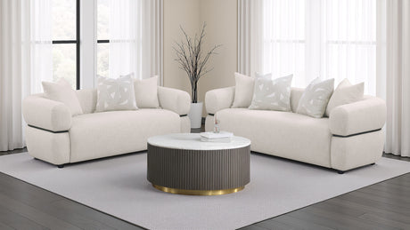 Jeanette Round Arm Sofa, Loveseat & Chair - 2pcs- Sofa + Loveseat