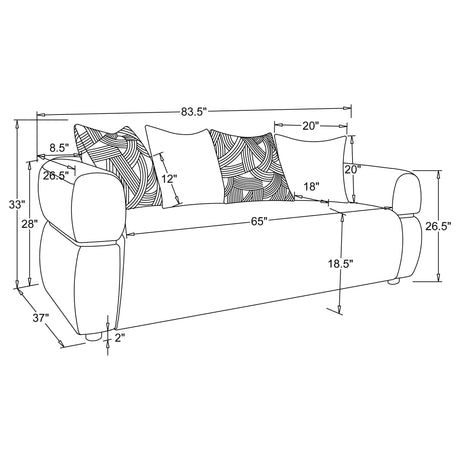 Jeanette Round Arm Sofa, Loveseat & Chair - Sculptural Beige Fabric with Waterfall Seat & Wood Trim – view 17