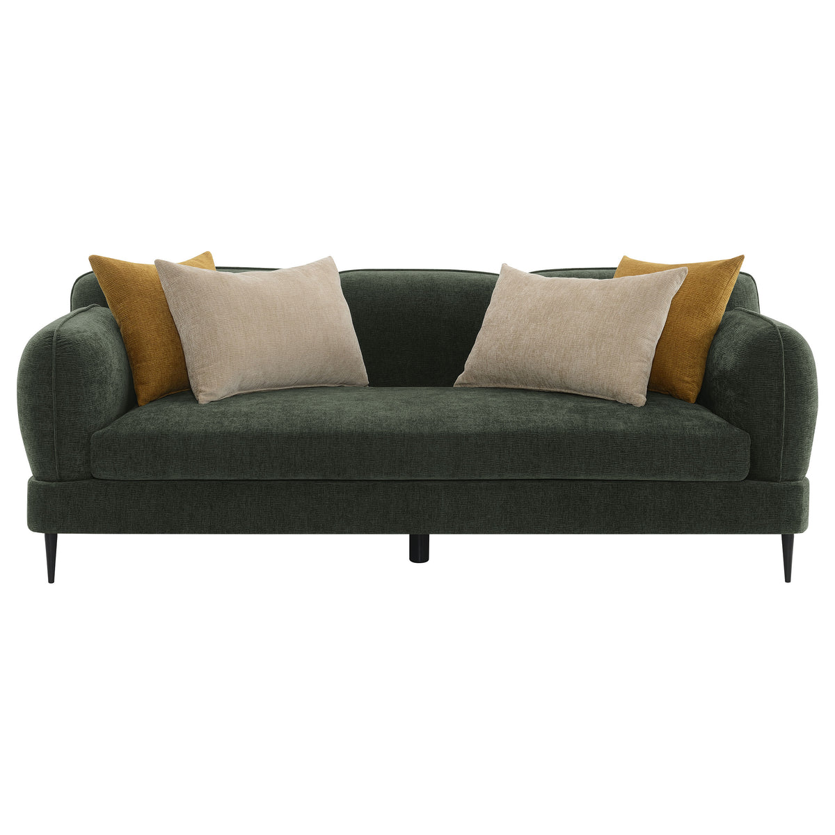 Jade Chenille Sofa & Loveseat - Waterfall Bench Seat with Sculpted Arms & Metal Legs in Green – view 6