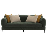Jade Chenille Sofa & Loveseat - Waterfall Bench Seat with Sculpted Arms & Metal Legs in Green – view 6