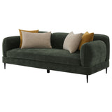 Jade Chenille Sofa & Loveseat - Waterfall Bench Seat with Sculpted Arms & Metal Legs in Green – view 7
