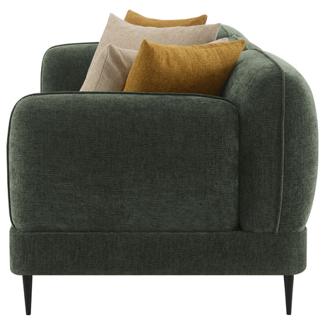 Jade Chenille Sofa & Loveseat - Waterfall Bench Seat with Sculpted Arms & Metal Legs in Green – view 8