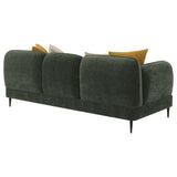 Jade Chenille Sofa & Loveseat - Waterfall Bench Seat with Sculpted Arms & Metal Legs in Green – view 10