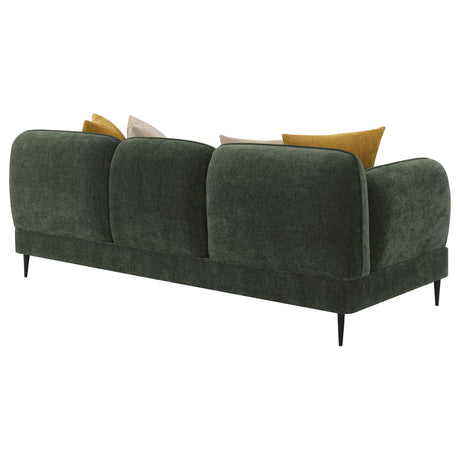 Jade Chenille Sofa & Loveseat - Waterfall Bench Seat with Sculpted Arms & Metal Legs in Green – view 10