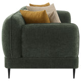 Jade Chenille Sofa & Loveseat - Waterfall Bench Seat with Sculpted Arms & Metal Legs in Green – view 11