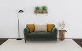 Jade Chenille Sofa & Loveseat - Waterfall Bench Seat with Sculpted Arms & Metal Legs in Green – view 2