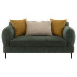 Jade Chenille Sofa & Loveseat - Waterfall Bench Seat with Sculpted Arms & Metal Legs in Green – view 17