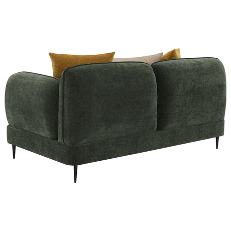 Jade Chenille Sofa & Loveseat - Waterfall Bench Seat with Sculpted Arms & Metal Legs in Green – view 20