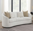 Rainn Curved Boucle Sofa, Loveseat & Accent Chair - Sloped Arms in Latte, Modern Living Room Sets – view 1