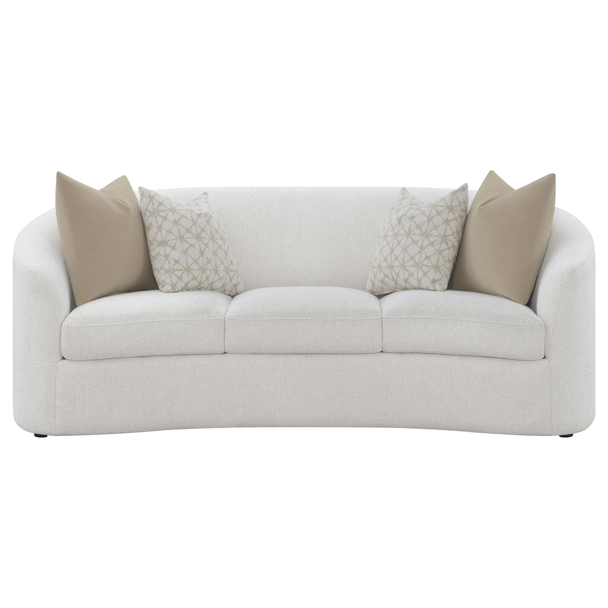 Rainn Curved Boucle Sofa, Loveseat & Accent Chair - Sloped Arms in Latte, Modern Living Room Sets – view 9