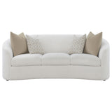 Rainn Curved Boucle Sofa, Loveseat & Accent Chair - Sloped Arms in Latte, Modern Living Room Sets – view 9