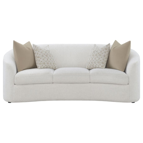 Rainn Curved Boucle Sofa, Loveseat & Accent Chair - Sloped Arms in Latte, Modern Living Room Sets – view 9