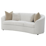 Rainn Curved Boucle Sofa, Loveseat & Accent Chair - Sloped Arms in Latte, Modern Living Room Sets – view 10