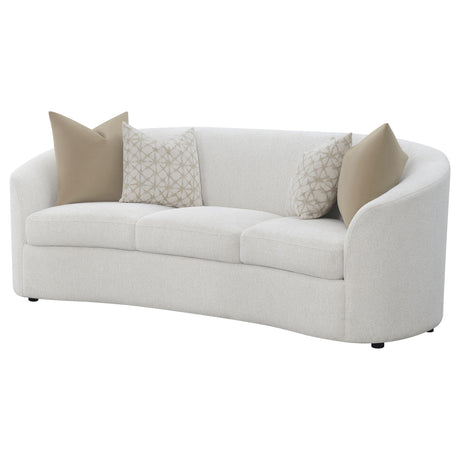 Rainn Curved Boucle Sofa, Loveseat & Accent Chair - Sloped Arms in Latte, Modern Living Room Sets – view 10