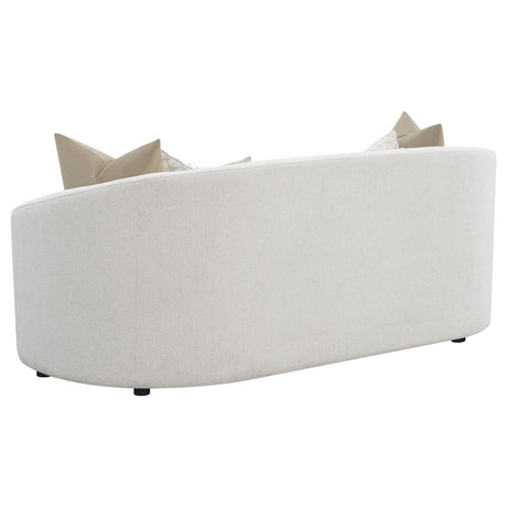 Rainn Curved Boucle Sofa, Loveseat & Accent Chair - Sloped Arms in Latte, Modern Living Room Sets – view 12