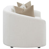 Rainn Curved Boucle Sofa, Loveseat & Accent Chair - Sloped Arms in Latte, Modern Living Room Sets – view 14