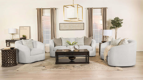Rainn Curved Boucle Sofa, Loveseat & Accent Chair - Sloped Arms in Latte, Modern Living Room Sets – view 20