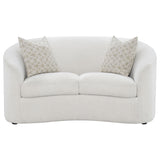 Rainn Curved Boucle Sofa, Loveseat & Accent Chair - Sloped Arms in Latte, Modern Living Room Sets