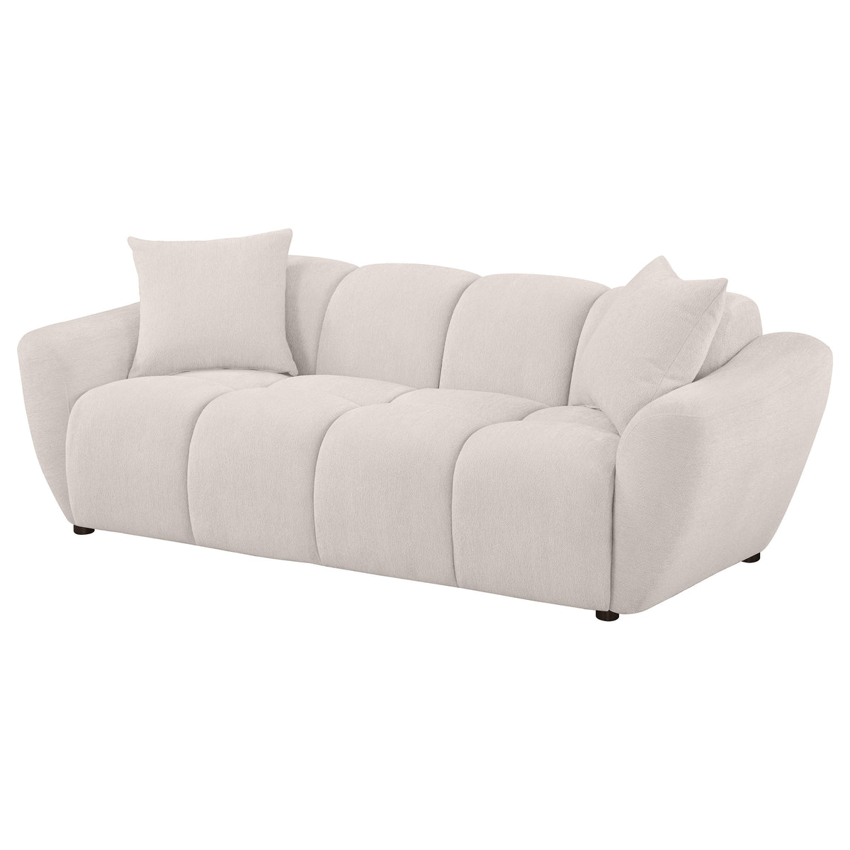 Destino Splayed Arm Sofa, Loveseat & Accent Chair - Channel-Tufted Greige Chenille, Modern Living Room Sets – view 10