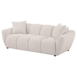 Destino Splayed Arm Sofa, Loveseat & Accent Chair - Channel-Tufted Greige Chenille, Modern Living Room Sets – view 10