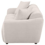 Destino Splayed Arm Sofa, Loveseat & Accent Chair - Channel-Tufted Greige Chenille, Modern Living Room Sets – view 11