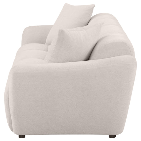 Destino Splayed Arm Sofa, Loveseat & Accent Chair - Channel-Tufted Greige Chenille, Modern Living Room Sets – view 11