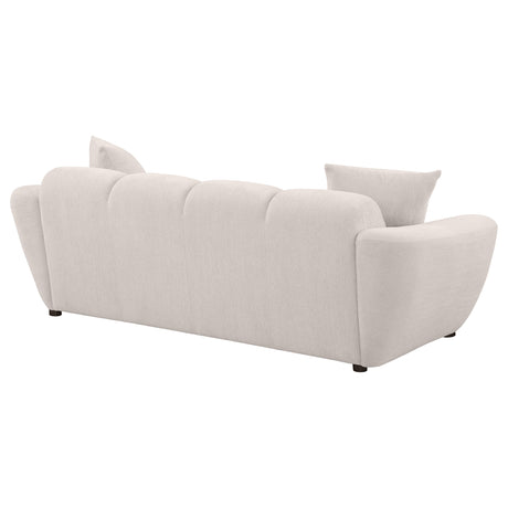 Destino Splayed Arm Sofa, Loveseat & Accent Chair - Channel-Tufted Greige Chenille, Modern Living Room Sets – view 13