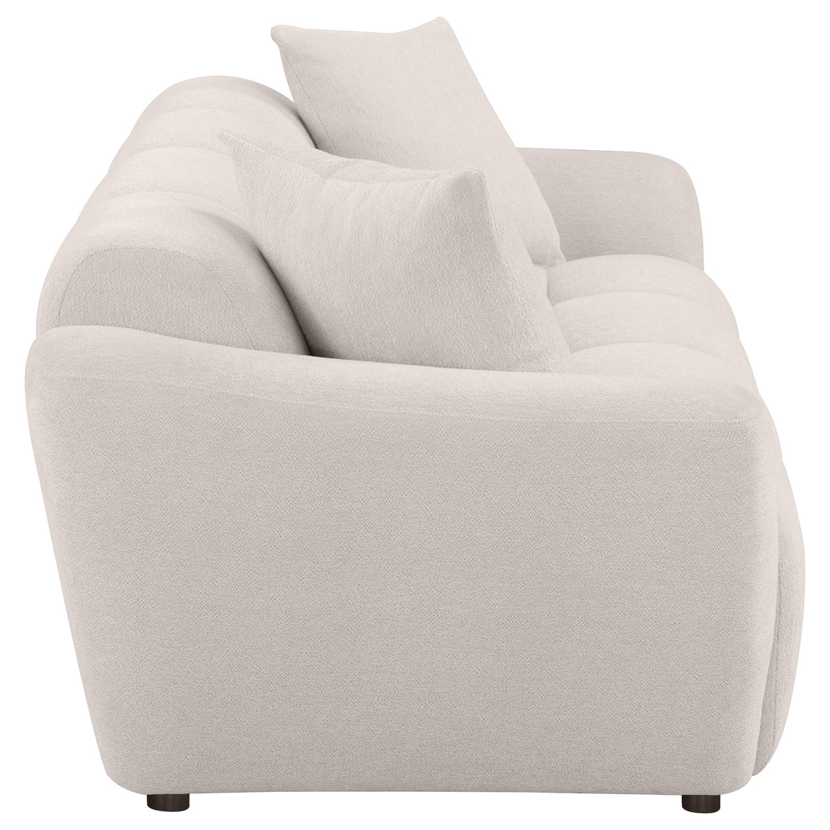 Destino Splayed Arm Sofa, Loveseat & Accent Chair - Channel-Tufted Greige Chenille, Modern Living Room Sets – view 14