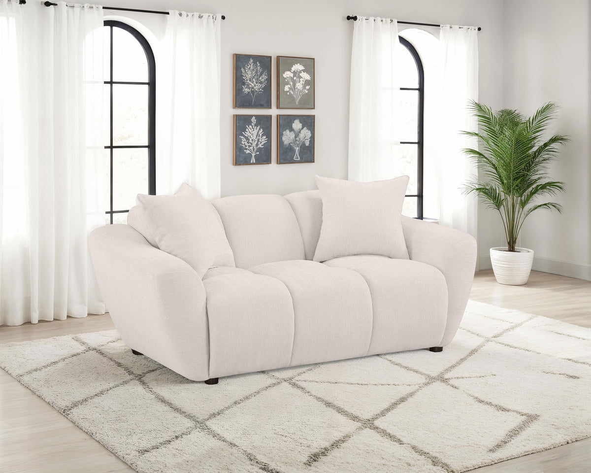Destino Splayed Arm Sofa, Loveseat & Accent Chair - Channel-Tufted Greige Chenille, Modern Living Room Sets – view 2