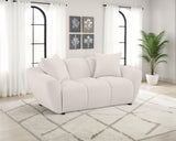 Destino Splayed Arm Sofa, Loveseat & Accent Chair - Channel-Tufted Greige Chenille, Modern Living Room Sets – view 2