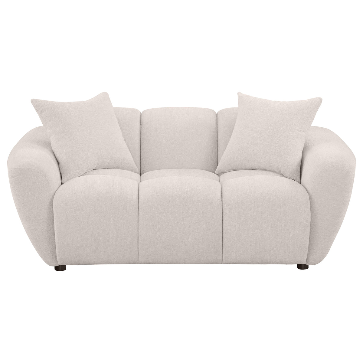 Destino Splayed Arm Sofa, Loveseat & Accent Chair - Channel-Tufted Greige Chenille, Modern Living Room Sets – view 19