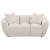 Destino Splayed Arm Sofa, Loveseat & Accent Chair - Channel-Tufted Greige Chenille, Modern Living Room Sets – view 19