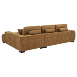 Octavia Sectional with Chaise, Accent Chair & Ottoman - Mid-Century Grid-Tufted Amber Fabric – view 8