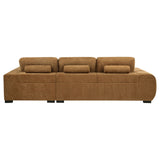 Octavia Sectional with Chaise, Accent Chair & Ottoman - Mid-Century Grid-Tufted Amber Fabric – view 9