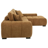 Octavia Sectional with Chaise, Accent Chair & Ottoman - Mid-Century Grid-Tufted Amber Fabric – view 10