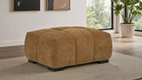 Octavia Sectional with Chaise, Accent Chair & Ottoman - Mid-Century Grid-Tufted Amber Fabric – view 3