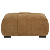 Octavia Sectional with Chaise, Accent Chair & Ottoman - Mid-Century Grid-Tufted Amber Fabric – view 20