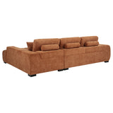 Octavia Chaise Sectional, Accent Chair & Ottoman - Mid-Century Grid-Tufted Orange Fabric – view 6