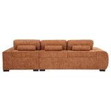 Octavia Chaise Sectional, Accent Chair & Ottoman - Mid-Century Grid-Tufted Orange Fabric – view 7