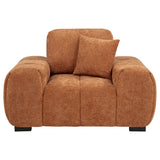 Octavia Chaise Sectional, Accent Chair & Ottoman - Mid-Century Grid-Tufted Orange Fabric – view 13