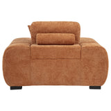 Octavia Chaise Sectional, Accent Chair & Ottoman - Mid-Century Grid-Tufted Orange Fabric – view 15