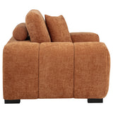 Octavia Chaise Sectional, Accent Chair & Ottoman - Mid-Century Grid-Tufted Orange Fabric – view 16
