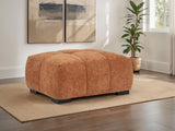 Octavia Chaise Sectional, Accent Chair & Ottoman - Mid-Century Grid-Tufted Orange Fabric – view 19