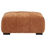 Octavia Chaise Sectional, Accent Chair & Ottoman - Mid-Century Grid-Tufted Orange Fabric – view 20