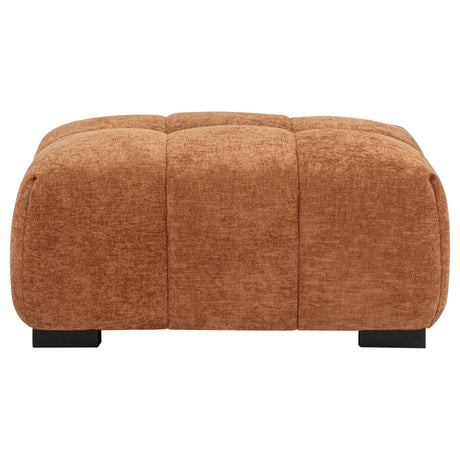 Octavia Chaise Sectional, Accent Chair & Ottoman - Mid-Century Grid-Tufted Orange Fabric – view 20